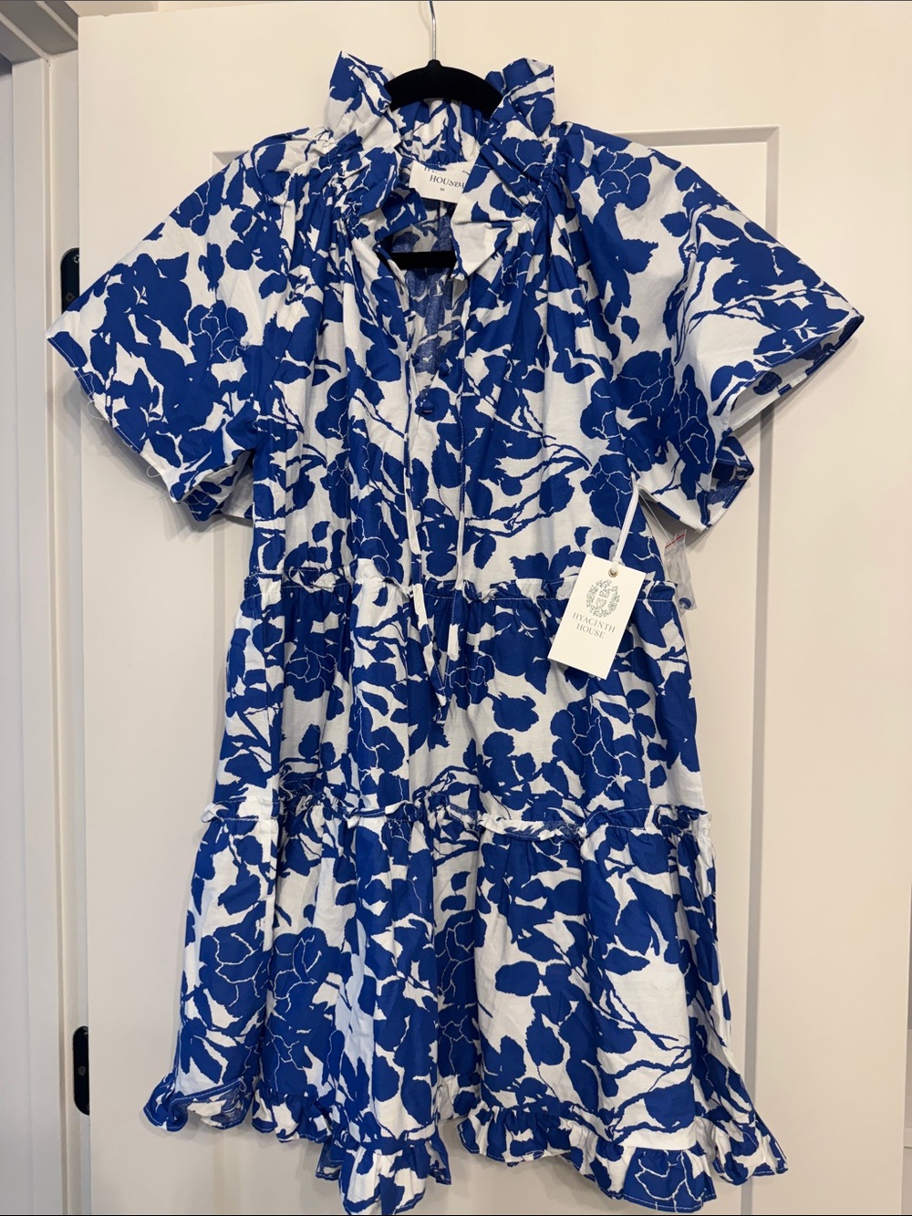Blue Floral Tiered Casual Dress